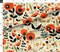 Mid Century Floral Retro Orange Atomic Botanical 1950S 1960S Look Custom Printed Fabric by Spoonflower Various Fabrics by the Yard or Fat Quarter